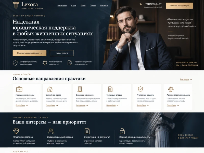 Lexora — сайт-визитка для юриста